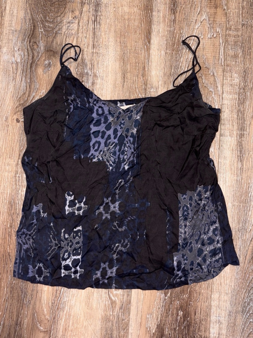 Calvin Klein Jeans Black & Blue Leopard-Panel Cami